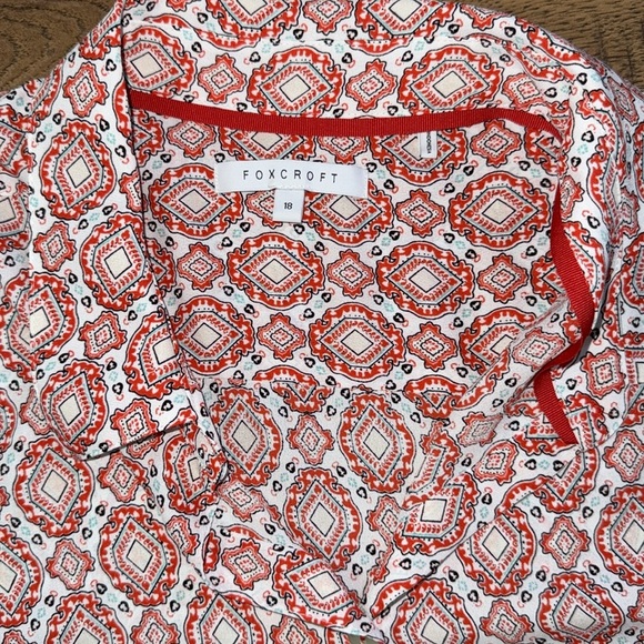 FOXCROFT Red and White Patterned Button Down Shirt - Picture 7 of 7